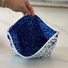 Load image into Gallery viewer, Blue Mediterranean Tile Large Zipper Bag