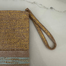 Load image into Gallery viewer, Straw Mint & Gold Clutch