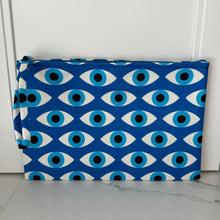 Load image into Gallery viewer, Blue Canvas Mati Eye Clutch