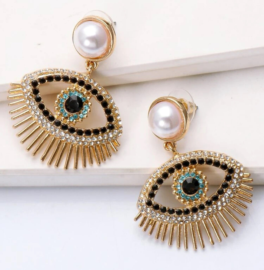 Mati Eye Jeweled Earrings