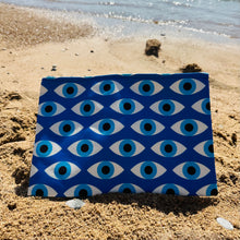 Load image into Gallery viewer, Blue Canvas Mati Eye Clutch