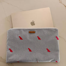 Load image into Gallery viewer, Pink Puppy Seersucker Laptop Sleeve