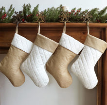 Load image into Gallery viewer, Quilted Christmas Stockings - Blue &amp; White
