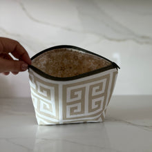 Load image into Gallery viewer, Taupe Greek Key Medium Zipper Bag