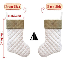 Load image into Gallery viewer, Quilted Christmas Stockings - Burlap &amp; Cream
