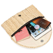 Load image into Gallery viewer, Mati Eye Straw Clutch Bag
