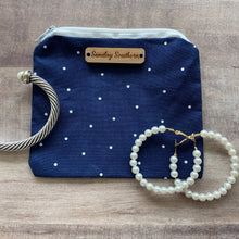 Load image into Gallery viewer, Navy Dots Mini Zipper Bag