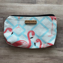 Load image into Gallery viewer, Flamingo Trellis Small Zipper Bag