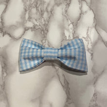 Load image into Gallery viewer, Blue Gingham Bow Tie or Hair Bow