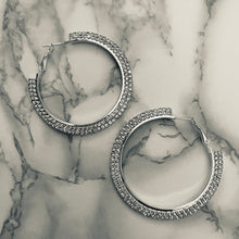 Load image into Gallery viewer, Blingy Silver Hoop Earrings
