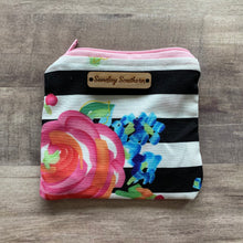 Load image into Gallery viewer, Neon Floral Stripe Mini Zipper Bag