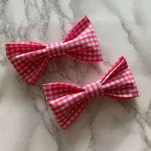 Load image into Gallery viewer, Hot Pink Gingham Bow Tie or Hair Bow
