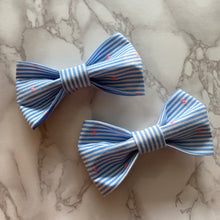 Load image into Gallery viewer, Blue Seersucker Stripe Bow Tie or Hair Bow
