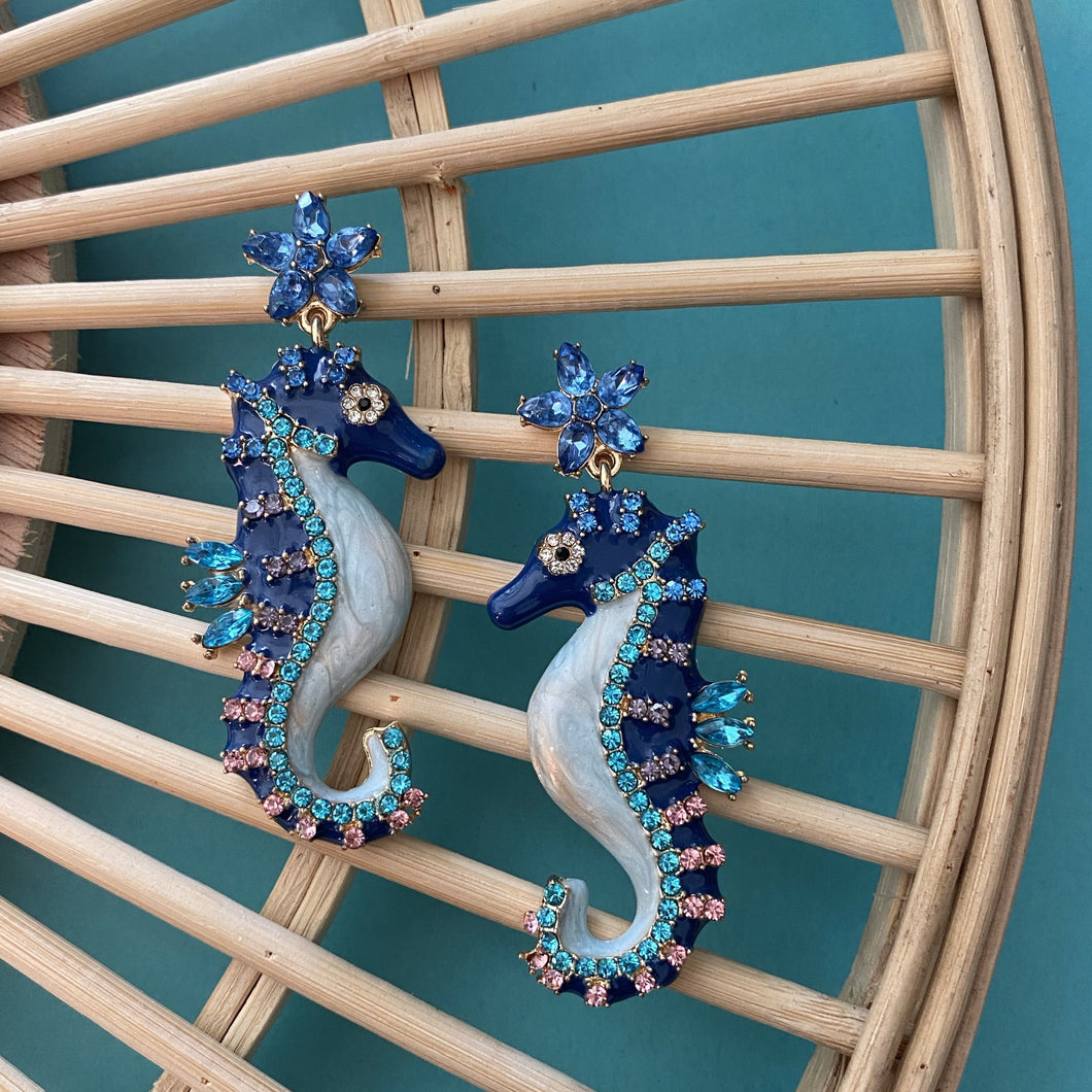 Mena Jeweled Seahorse Earrings