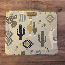 Load image into Gallery viewer, Dusty Blue Llamas Medium Zipper Bag