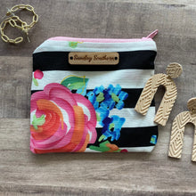 Load image into Gallery viewer, Neon Floral Stripe Mini Zipper Bag
