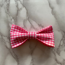 Load image into Gallery viewer, Hot Pink Gingham Bow Tie or Hair Bow
