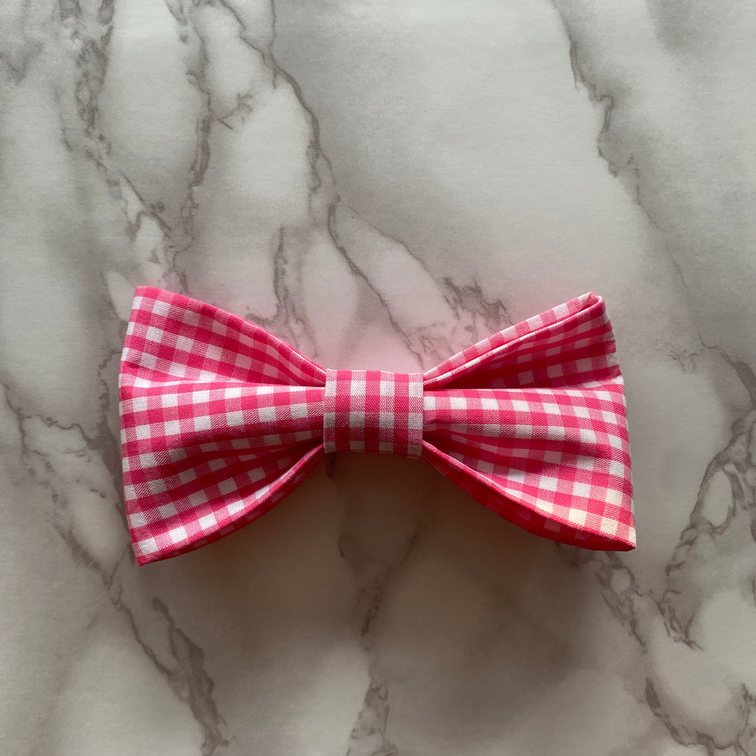 Hot Pink Gingham Bow Tie or Hair Bow