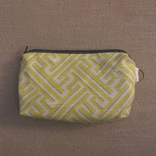 Load image into Gallery viewer, Chartreuse Greek Key Small Zipper Bag
