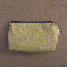 Load image into Gallery viewer, Chartreuse Greek Key Small Zipper Bag