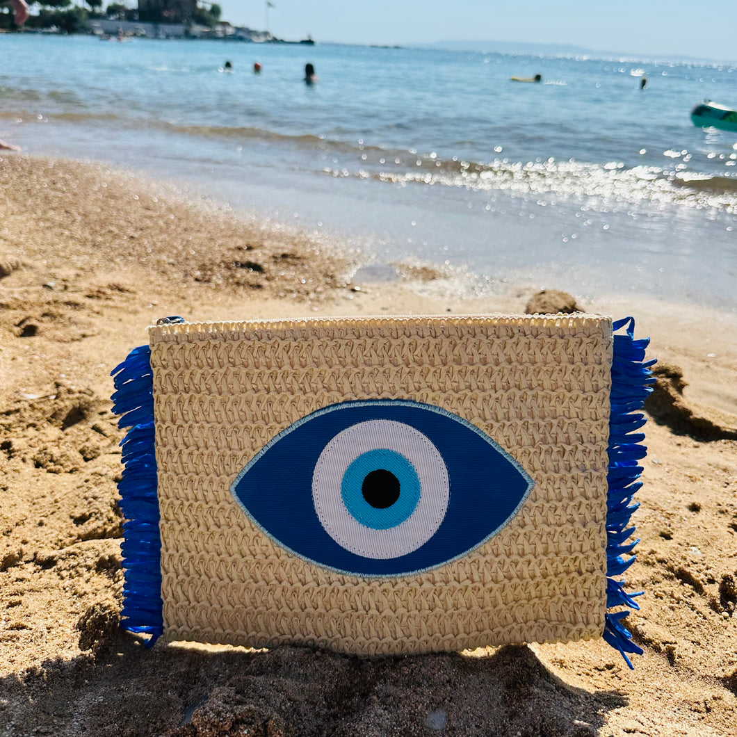 Straw Mati Eye Clutch