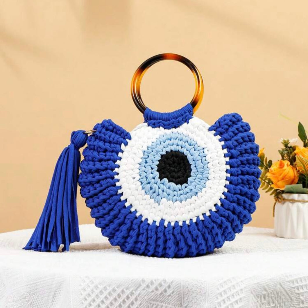 Mati Eye Straw Hand Bag