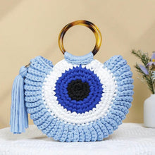 Load image into Gallery viewer, Mati Eye Straw Hand Bag
