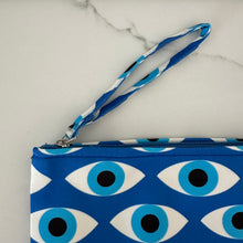 Load image into Gallery viewer, Blue Canvas Mati Eye Clutch
