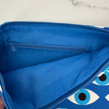Load image into Gallery viewer, Blue Canvas Mati Eye Clutch
