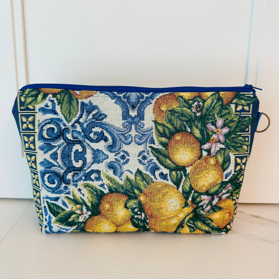Plateia Woven Lemons Zipper Bags