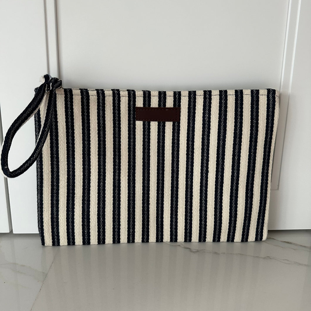 Navy Stripe Clutch