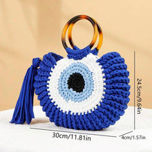 Load image into Gallery viewer, Mati Eye Straw Hand Bag
