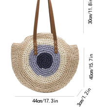 Load image into Gallery viewer, Mati Eye Straw Tote Bag
