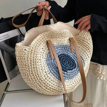 Load image into Gallery viewer, Mati Eye Straw Tote Bag
