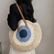 Load image into Gallery viewer, Mati Eye Straw Tote Bag
