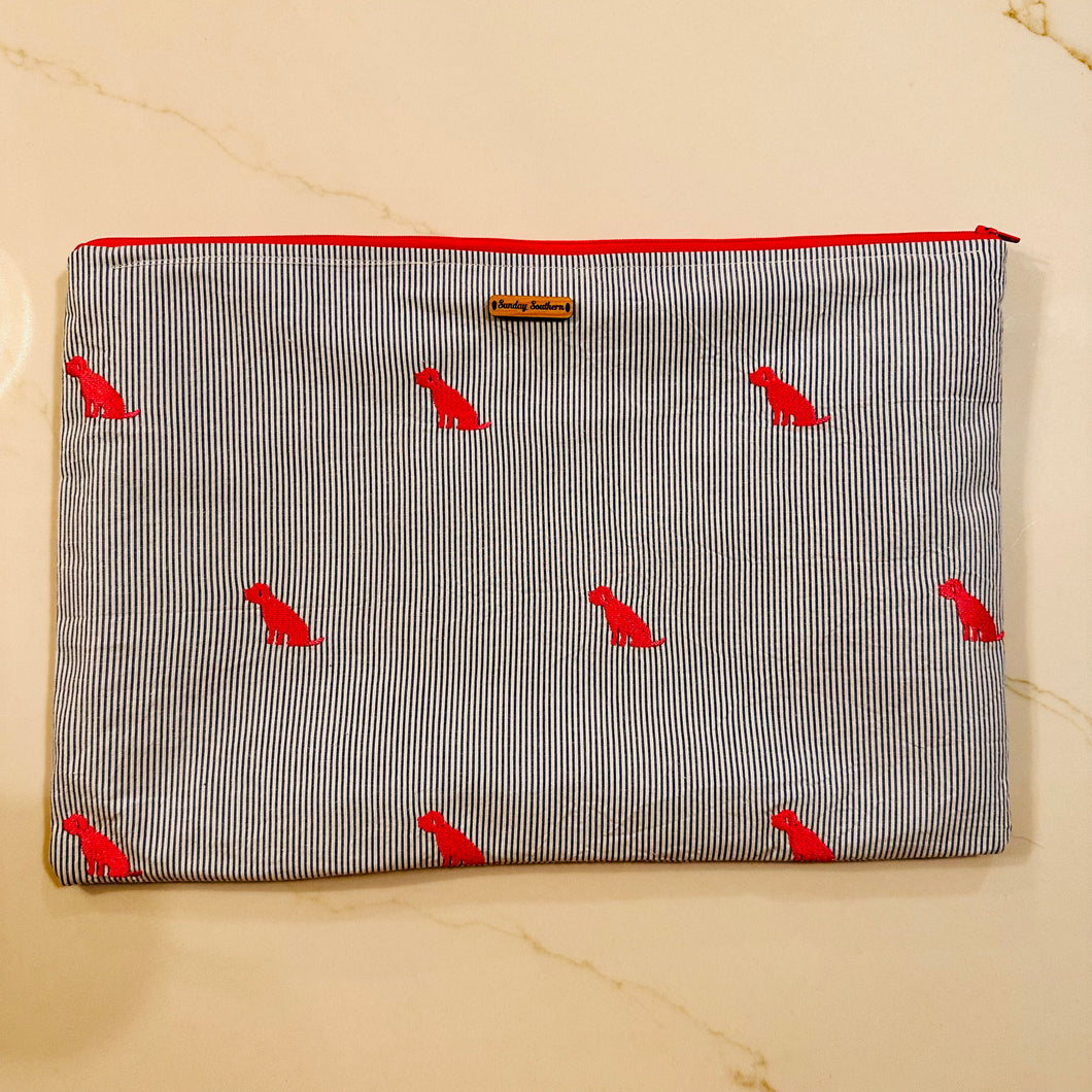 Pink Puppy Seersucker Laptop Sleeve