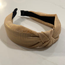 Load image into Gallery viewer, Tan &amp; Gold Chiffon Headband
