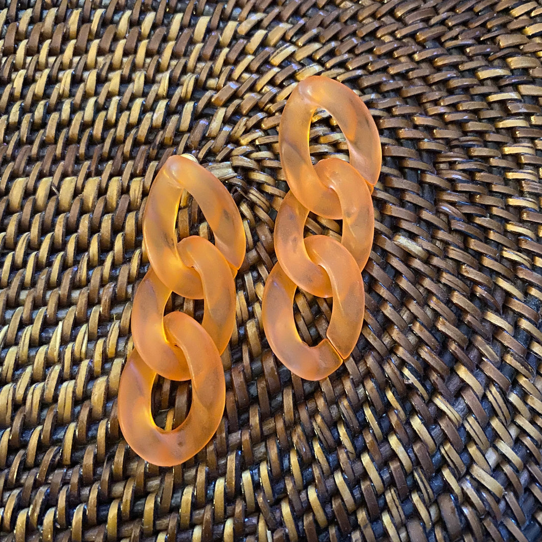 Olivia Orange Acrylic Link Earrings