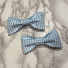 Load image into Gallery viewer, Blue Gingham Bow Tie or Hair Bow
