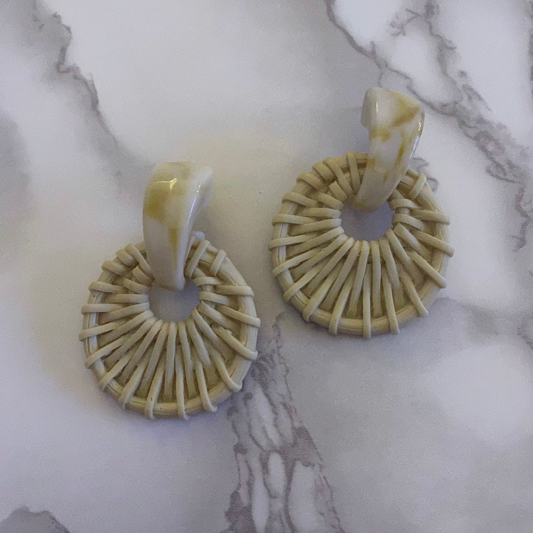 Rattan & Shell Earrings