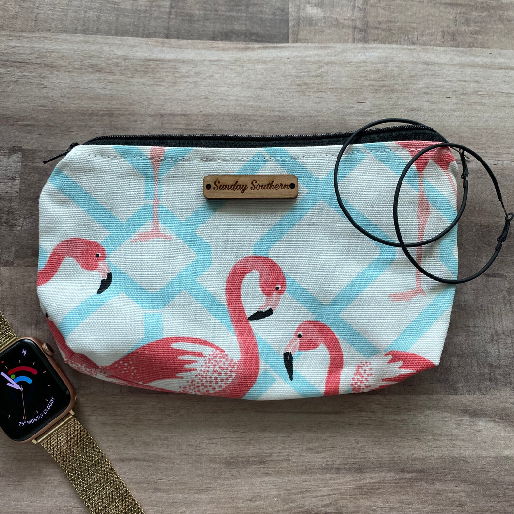 Flamingo Trellis Small Zipper Bag