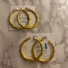 Load image into Gallery viewer, Victoria Gold Bamboo Hoop Earrings
