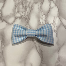Load image into Gallery viewer, Blue Gingham Bow Tie or Hair Bow

