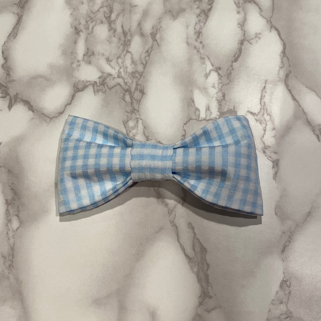 Blue Gingham Bow Tie or Hair Bow