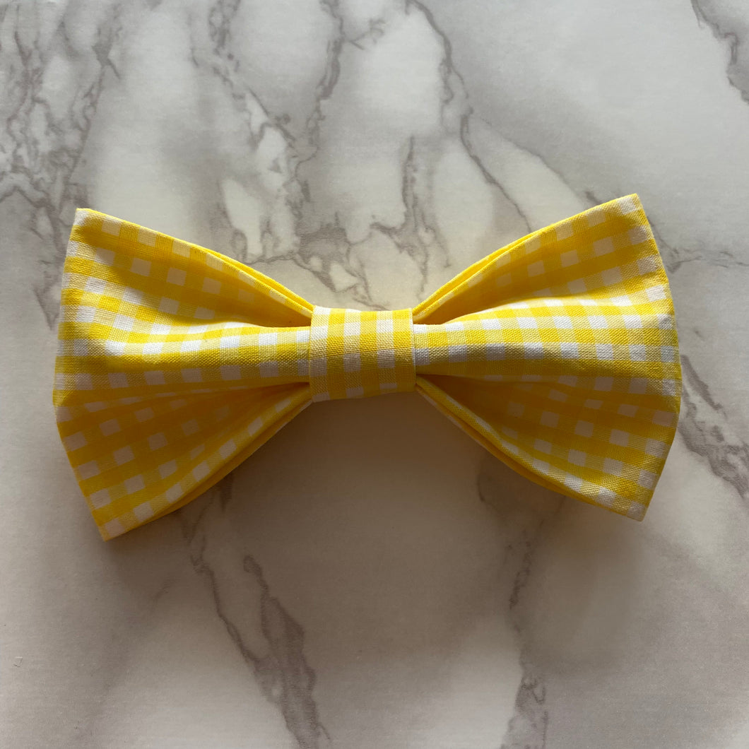 Yellow Gingham Bow Tie or Hair Bow