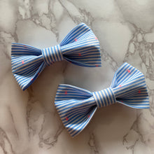 Load image into Gallery viewer, Blue Seersucker Stripe Bow Tie or Hair Bow
