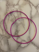 Load image into Gallery viewer, Matte Hot Pink Oversized Hoop Earrings
