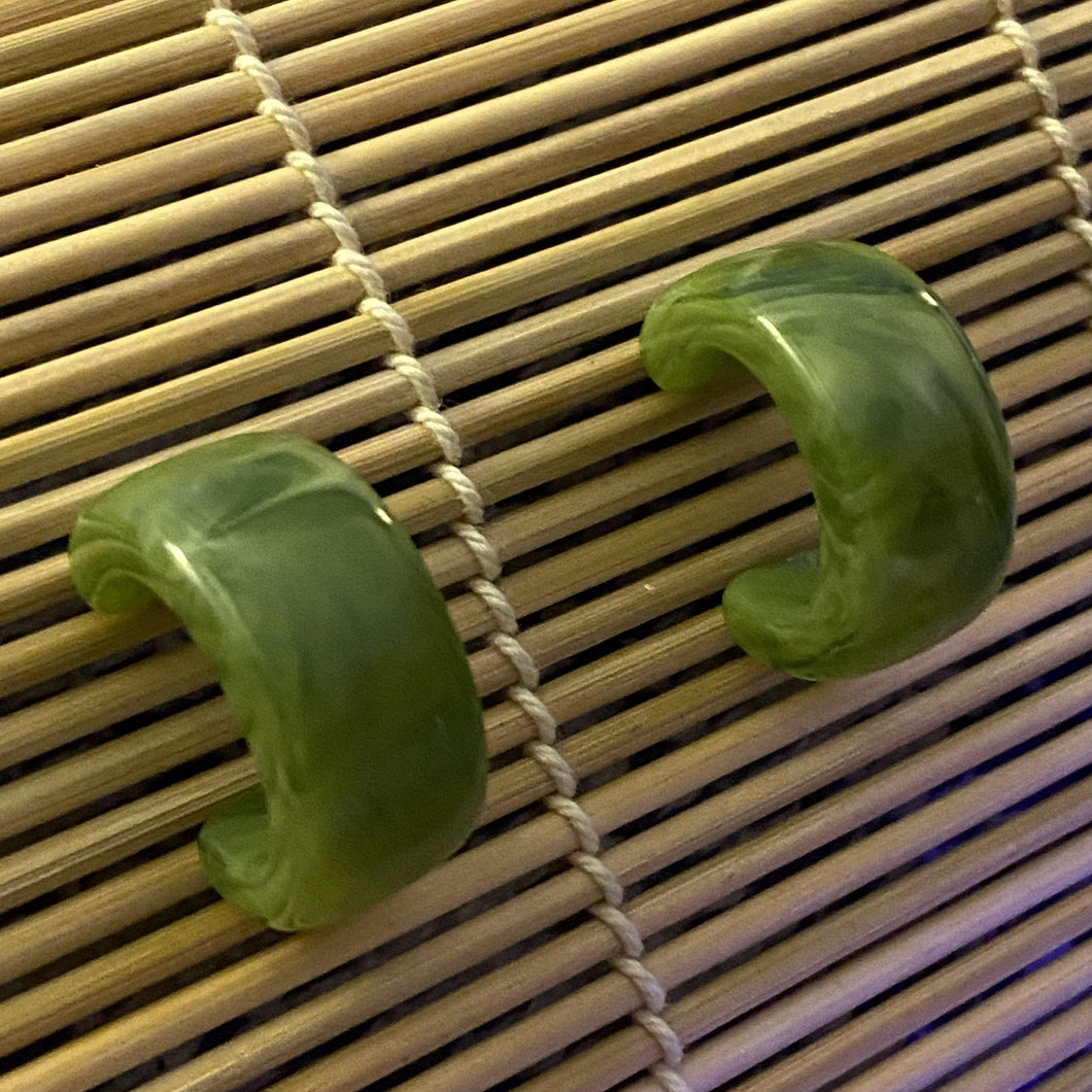 Thalia Jade Green Huggie Earrings