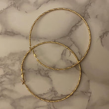 Load image into Gallery viewer, Textured Thin Gold Hoop Earrings
