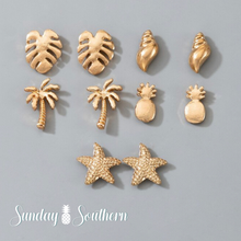 Load image into Gallery viewer, Nina Gold Palm Tree Stud Earrings
